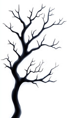 Fototapeta premium A striking silhouette of a bare tree with intricate branches on a white isolated background.
