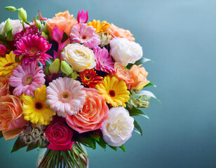 Happy Mother's Day, birthday, International women's day Bouquet of flowers with text i lov