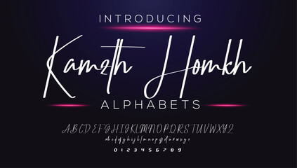 Classic typography serif font. Uppercase, lowercase, ligatures, ampersand, alternate, and number. Vector illustration word. Lettering Minimal Fashion Designs Romance Elegant.