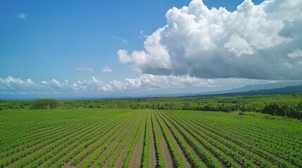 Majestic Farmland Symmetry Under Dramatic Sky - Ultra-Detailed Agricultural Landscape with Panoramic Cloud Formation