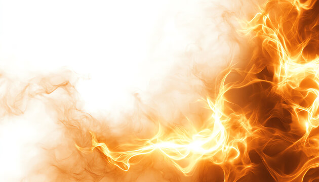 Abstract orange fire flames on a white isolate background.