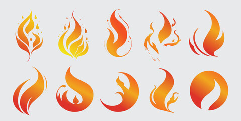 Simple vector flame icons in flat style