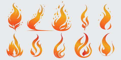 Simple vector flame icons in flat style