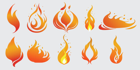Simple vector flame icons in flat style