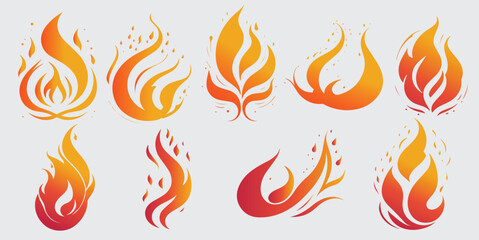 Simple vector flame icons in flat style