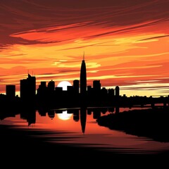 Fort worth skyline at sunset skyline silhouette 