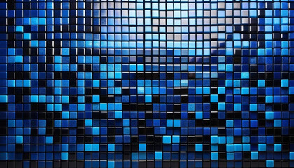 Fototapeta premium Blue ceramic mosaic as a background. 