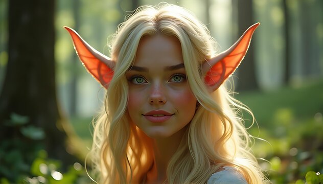 beautiful elf girl facing the camera with a sweet smile