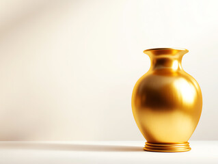 Elegant golden vase displayed on a white background, showcasing its beauty and design.