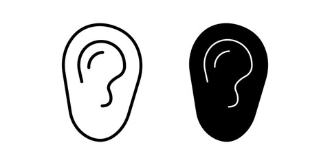 Ear icon set. Symbol isolated white background. vector illustration. color editable.