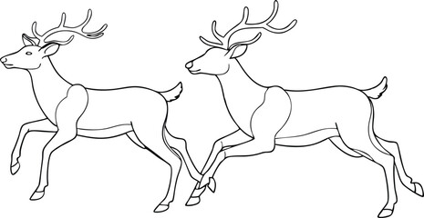 Reindeer one line continuous banner. Line art animal deer christmas concept banner