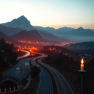 sunset in the mountains