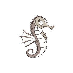 Threatened female lined seahorse hippocampus erectus vector illustration