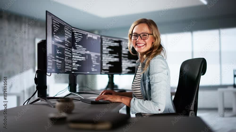 Fototapete Software Programmer Or Coder Woman