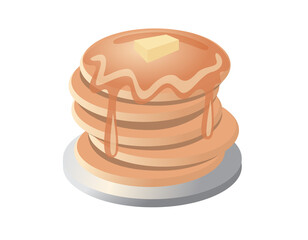 Sweet food pancakes icon with honey sauce and butter