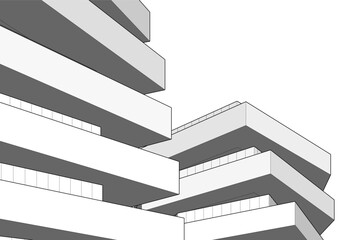 abstract architecture vector 3d illustration