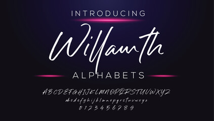 Classic typography serif font. Uppercase, lowercase, ligatures, ampersand, alternate, and number. Vector illustration word. Lettering Minimal Fashion Designs Romance Elegant.