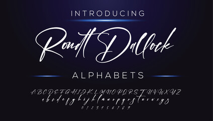 Classic typography serif font. Uppercase, lowercase, ligatures, ampersand, alternate, and number. Vector illustration word. Lettering Minimal Fashion Designs Romance Elegant.