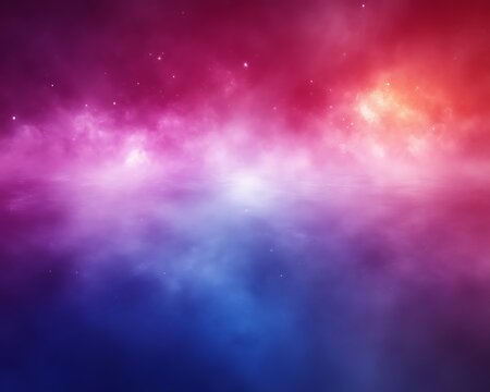 Colorful nebula with stars and clouds.