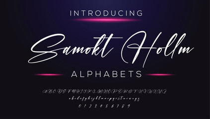 Classic typography serif font. Uppercase, lowercase, ligatures, ampersand, alternate, and number. Vector illustration word. Lettering Minimal Fashion Designs Romance Elegant.