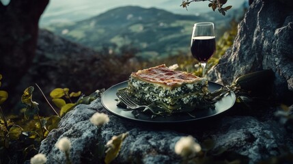 Spinach and Ricotta Lasagna Enjoyed Outdoors