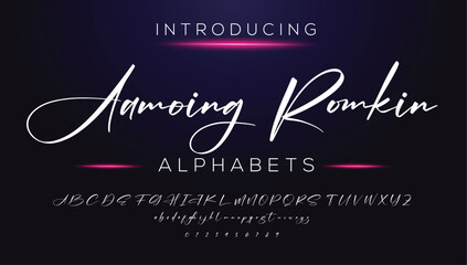 Classic typography serif font. Uppercase, lowercase, ligatures, ampersand, alternate, and number. Vector illustration word. Lettering Minimal Fashion Designs Romance Elegant.