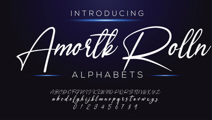 Classic typography serif font. Uppercase, lowercase, ligatures, ampersand, alternate, and number. Vector illustration word. Lettering Minimal Fashion Designs Romance Elegant.