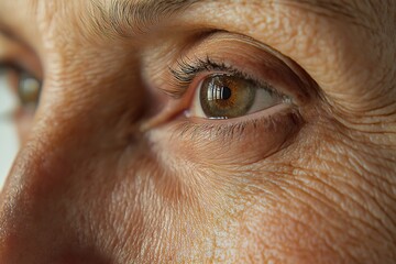 Close-up of an elderly woman's eye. Selective focus.
