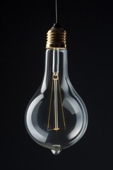 Incandescent light bulb on a black background