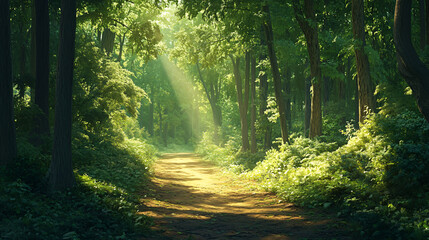 Obraz premium Sunlit Forest Path