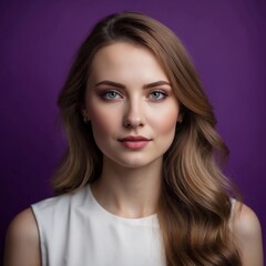 Naklejka premium Portrait Photo of Pretty Beautiful Woman on Colorful Background, Face Portrait on Colorful Background