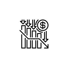 Bear Market Glyph Icon. linear style sign for mobile concept and web design. Outline vector icon.