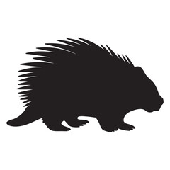 North American Porcupine Vector Silhouette, Porcupine Vector Illustration on a white background