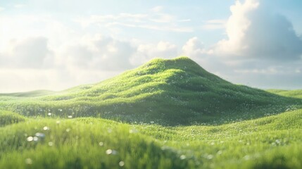 Obraz premium Green hill of grass field background