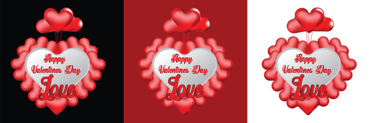 Golden Love lettering and calligraphy with cute heart,ribbon,arrow and golden twinkle star on red,pink and cream background.Valentine's day template or background for Love and Valentine's day