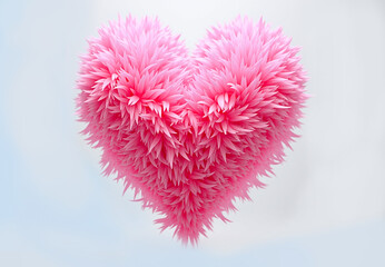 Pink feathers in the shape of a heart.