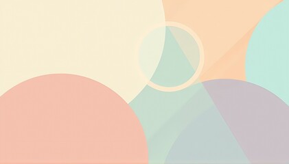 Abstract geometric shapes in pastel colors arranged in a harmonious composition.
