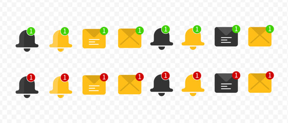 One or attention notification. Notification bells 3d. Push notification. SMS notification on the screen of the smartphone. Sms popup