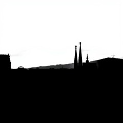 Vibrant city skyline at sunset skyline silhouette 