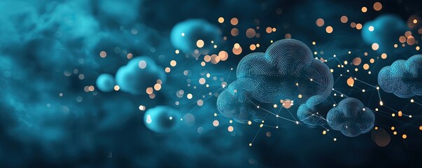 An abstract representation of cells and particles in a vibrant, blue environment, showcasing a blend of molecular structures and glowing elements.