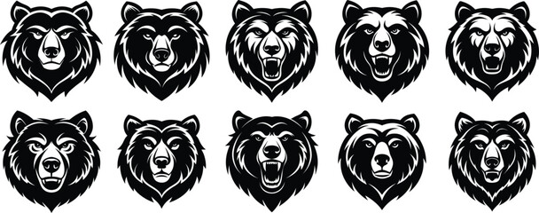 Bear head logo design. Grizzly icon vector illustration graphic.