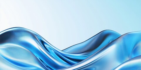 Obraz premium Abstract blue waves, flowing curves, dynamic motion, white background, smooth gradient, fluid design, minimalist composition, cool tones, sleek modern aesthetic, soft transitions, wavy lines, elegant 