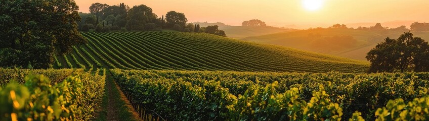 Obraz premium Golden Rolling Hills of Tuscany: Enchanting Vineyards and Olive Groves in Italy