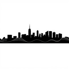 Obraz premium A serene cityscape with blooming cherry blossoms framing a pastel skyline at dusk skyline silhouette 