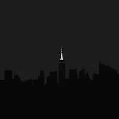 Fototapeta premium Silhouette of a woman against an abstract city skyline with vibrant colors skyline silhouette 