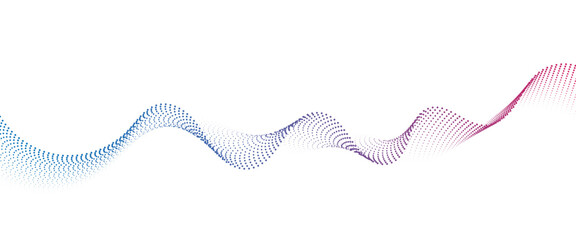 Flowing Dot Wave halftone gradient pattern on transparent background	
