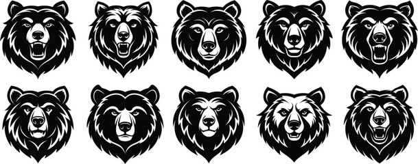 Bear head logo design. Grizzly icon vector illustration graphic.