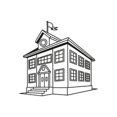 school building line icon 