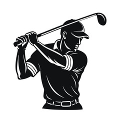 Golfer silhouette vector illustration on white background