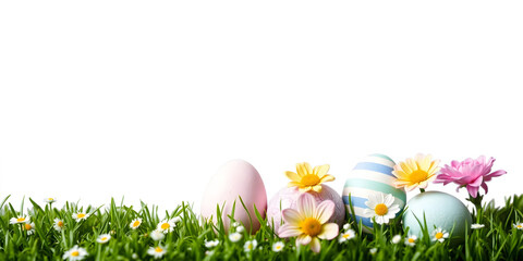 easter eggs on grass